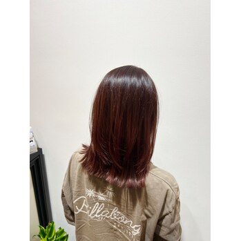 ナチュラル縮毛矯正×ダークピンク【横井】 | 浜松市の美容室 Le･reve（ル・レーヴ）和田店